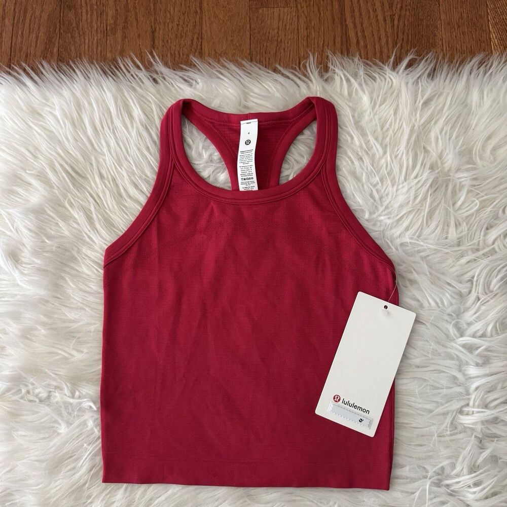 Lululemon Swiftly Tech Tank Shirt Size 4 Cropped Racerback Pink Dragonfruit NWT